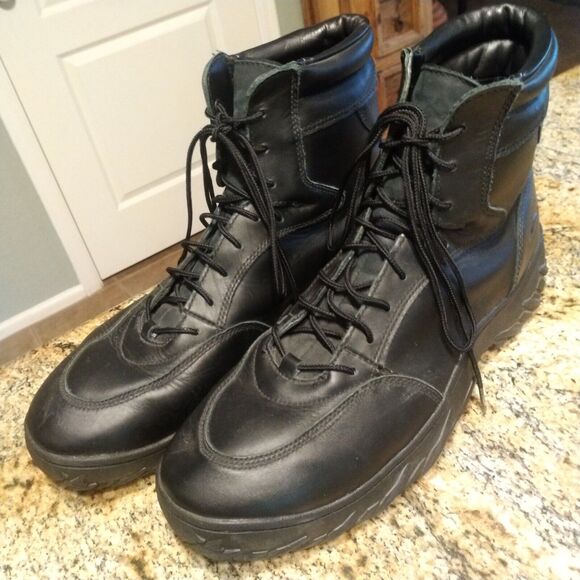 RARE OAKLEY SI BLACK LEATHER BOOTS Mens 14 Elite Special Forces Tactical Shoes - Picture 4 of 12